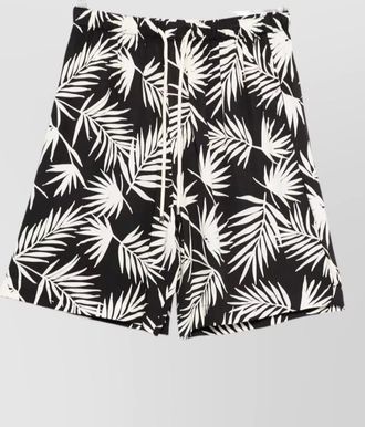 Laneus mens swim shorts knee length print pockets