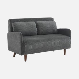 Sweeek Sweeek - Sof&aacute; Cama De Pana De 2 Plazas Con Patas De Madera, Panam Pana, Gris Oscuro, 131x75x81 Cm