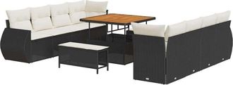 vidaXL Garden Sofa Set with Storage 11 pcs Black Poly rattan Vidaxl