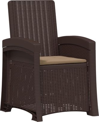 vidaXL Sill&oacute;n De Jard&iacute;n Reclinable Imitaci&oacute;n Rat&aacute;n Marr&oacute;n Y Topo Pp Vidaxl