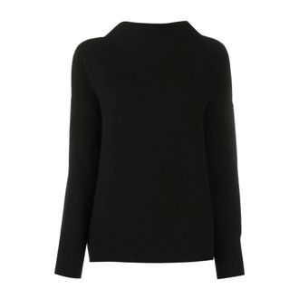 Vince Cashmere Knitwear, female, Black, XL, Boiled Funnel Neck Pullover