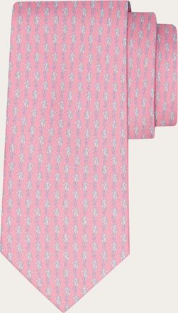 Ferragamo Men Seahorse print silk tie Pink