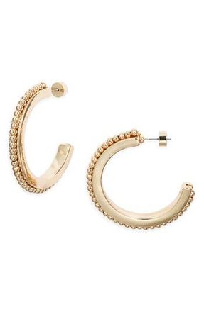 Nordstrom Orb Inset Hoop Earrings in Gold at Nordstrom Rack