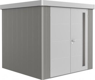 BIOHORT Caseta Metalica Jardin Neo 2c Doble Puerta Color Gris Cuarzo Metalizado
