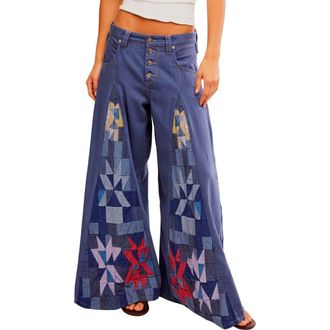 Free People Kalediscope Wide Leg Jeans in Starry Night at Nordstrom, Size 32