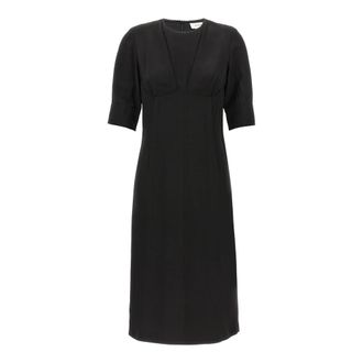 Sportmax Sele Viscose Crew Neck Dress - Dames - Casual kleedjes - Zwart - S - Leer - Kleedjes