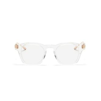 Akoni Akx-418 Transparent Square Frame Eyeglasses with Gold-tone Temples