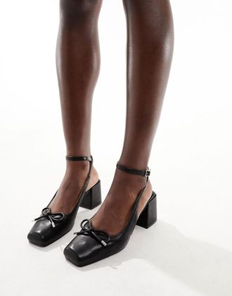 Raid Emilia ballet low block heels shoes in black