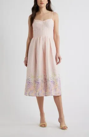 Chelsea28 Seamed Bodice Broderie Anglaise Dress in Pink Rosewater at Nordstrom, Size Xx-Small