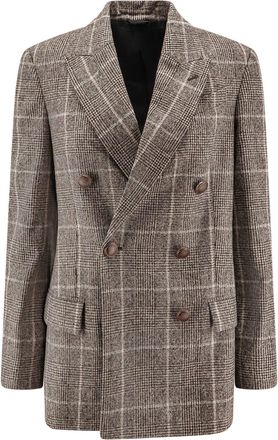 Brunello Cucinelli Double-Breasted Prince Of Wales Blazer-Donna