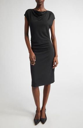 Vince Cowl Neck Side Ruched Knit Dress in Black at Nordstrom Rack, Size X-Small