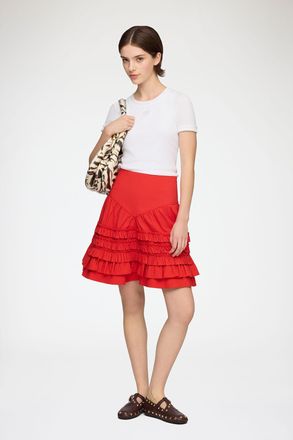 Ganni Goji Berry Skirt in Red Cotton - Size 32 Organic