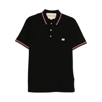 Valentino VLogo Signature Cotton Piqu&eacute; Polo Shirt - male - Valentino - Polo Shirts - Black - 2XL - Tops