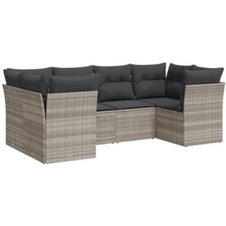 vidaXL Vidaxl - Set De Sof&aacute;s De Jard&iacute;n 6 Pzas Y Cojines Rat&aacute;n Sint&eacute;tico Gris