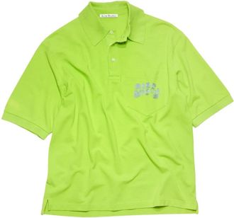 Acne Studios Limegroene Piqu&eacute; Gestikte Polo - Heren - Polos - Groen - L - Tops