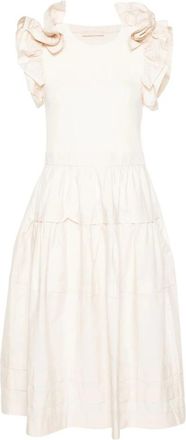 Ulla Johnson Beige Midi Jurk Casual Stijl - Dames - Casual kleedjes - Beige - S - Katoen - Kleedjes