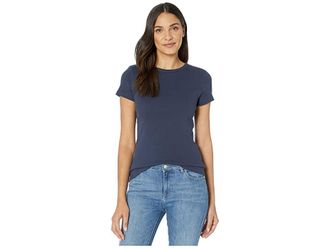 Lilla P 1x1 Rib Short Sleeve Crew Neck T-Shirt Womens Clothing Dark Navy : XS, Cotton