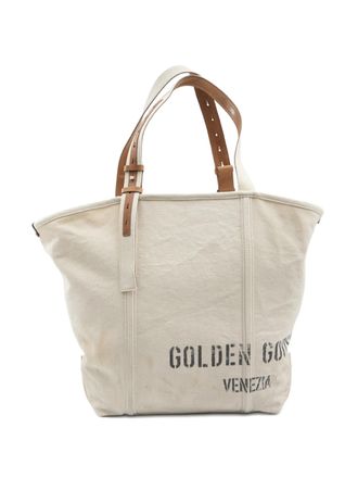 Golden Goose Shopping 24.7 Ew-behandelter Canvas-K&ouml;rper und Lederdetails mit antiken silbernen Accessoires