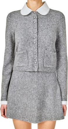 endless rose Peter Pan Collar Cardigan in Grey at Nordstrom, Size X-Small