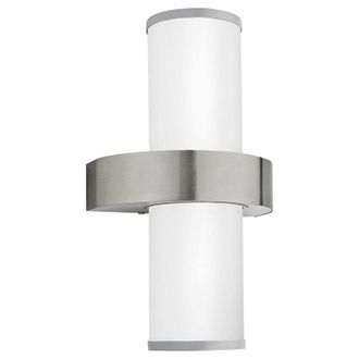 Eglo Eglo - Applique Esterno Moderna Beverly Acciaio Argento Vetro Bianco E27