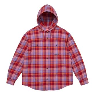 SUPREME SS26 Hooded Flannel Shirt Pink SUP-SS26-205-RED