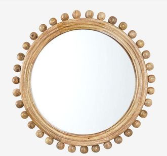 Sklum Espejo De Pared Redondo En Madera De Mango &Oslash;80 Cm Joey Sklum