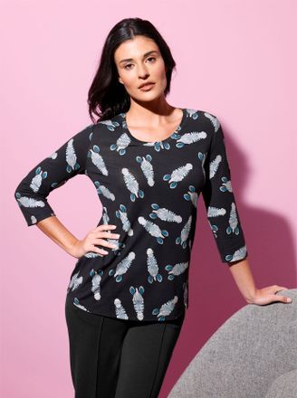 Feel Good T-Shirt FEEL GOOD Shirt, Damen, Gr. 36/38, schwarz, 95% Modal, 5% Elasthan, unifarben, Shirts T-Shirt