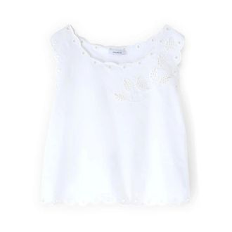 Motivi Top crop con bordado calado y bordes festoneados - Tops - Mujer - Blanco - L