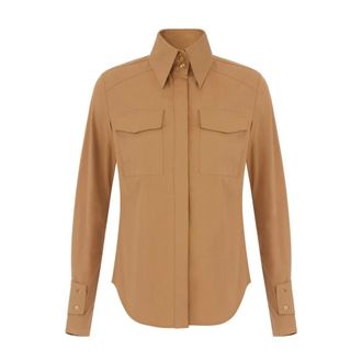 Elisabetta Franchi Dames, Blouses & Shirts, Bruin, Maat: 2XL Katoen