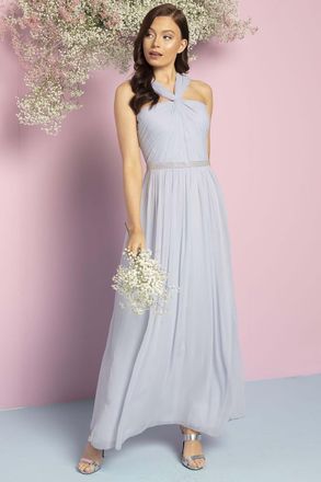Roman Bead Embellished Halterneck Maxi Dress