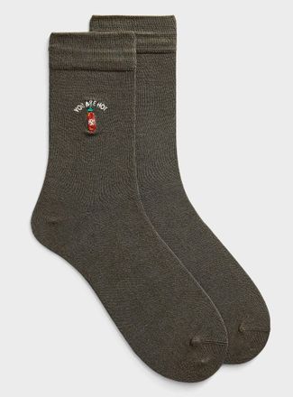 Lindbergh Mens Playful embroidery bamboo socks