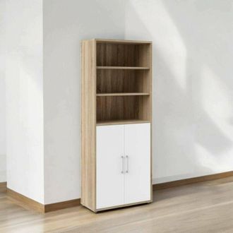 Dmora Aparador Karine, Buf&eacute; De Sal&oacute;n, Aparador De Sal&oacute;n, Despensa De Cocina, 89x40 H222 Cm, Roble Y Blanco - Dmora