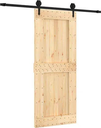 vidaXL Puerta Corredera Natural Y Negro 85 X 210 Cm Vidaxl