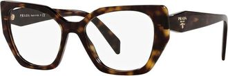 Prada Pr18Wv Havana Acetate Squared Cat-Eye Optical Glasses