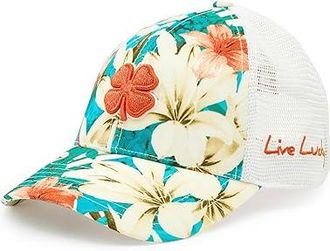 Black Clover Island Luck 34 Adjustable Hat Baseball Caps Red/Blue Tropical Hat/White Mesh/Red Clover, Polyester
