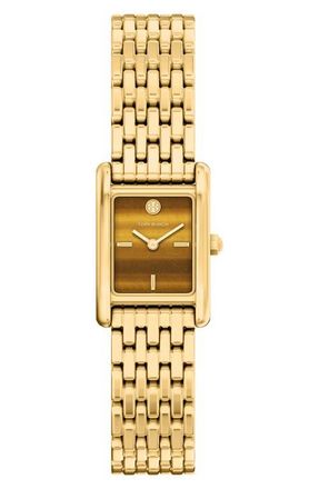Tory Burch The Small Eleanor Tigers Eye Bracelet Watch, 22mm x 28mm (Nordstrom Exclusive) in Gold at Nordstrom