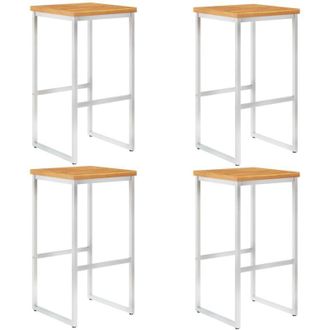 vidaXL Vidaxl - Sgabelli da Bar 4 pz in Legno Massello di Acacia e Acciaio Inox