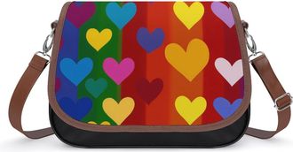 Generic LGBTQ Heart Rainbow Small Womens Crossbody Bags Shoulder Handbag with Adjustable Strap for Travel