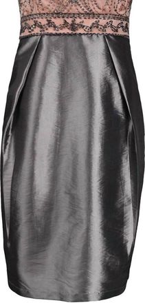 Sue Wong Beaded Scrolling Dress In Charcoal
