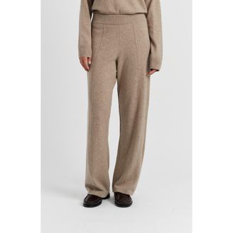 Chinti and Parker Wool Cashmere Wide Leg Track Pants in Warm Oatmeal at Nordstrom, Size X-Small