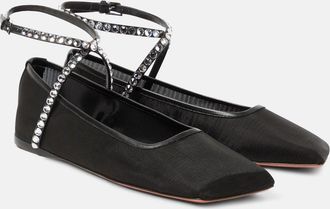 Amina Muaddi Ane crystal-embellished mesh flats