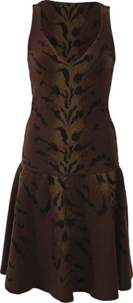 Antonio Berardi Antonio Barardi Brown Tiger Print Puff Dress in Animal Print Rayon