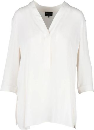 Giorgio Armani Zijden Blouse Model: Blusa - Dames - Blouses - Wit - S - Overhemden