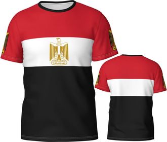 Generic Egypt Flag Cool Tee Gym T Shirts Crew Neck Activewear Shirts Short Sleeve Working Shirt for Everyday Running Summer M