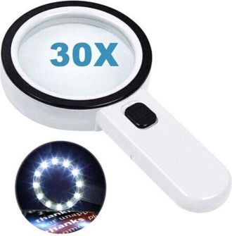 OEM Lupa De Lectura Con 12 Luces Led, Lente De Doble Cristal Y Aumento De 30x. Para Leer F&aacute;cilmente Monedas, Sellos Y Mapas