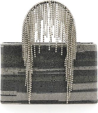 Kara Crystal Mesh Midi Fringe Tote - Dames - Handtassen - Grijs - ONE Size - Tassen