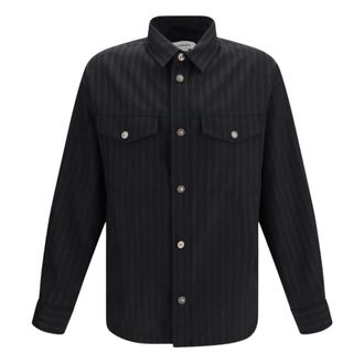 Versace Greca Monogram Jacquard wollen overhemd - Heren - Overhemden - Zwart - Maat: L Wol