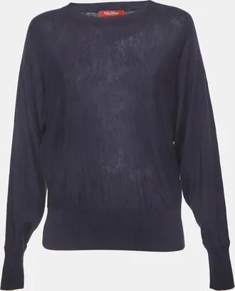 Max Mara Navy Blue Knit Dolman Sleeve Jumper