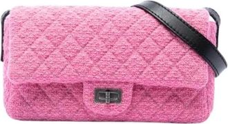 Chanel Pre-owned Quilted Tweed Crossbody Bag - Dames - Vintage Schoudertas - Roze - ONE Size - Tweed - Vintage