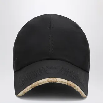 Gucci Black cotton baseball cap with GG trim